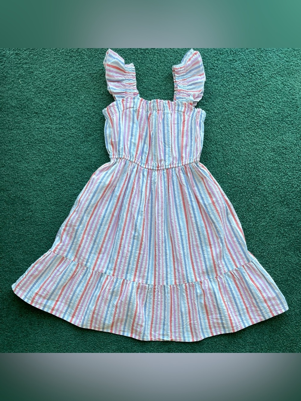 Cat & Jack Pastel Stripe Ruffle-Sleeve Dress